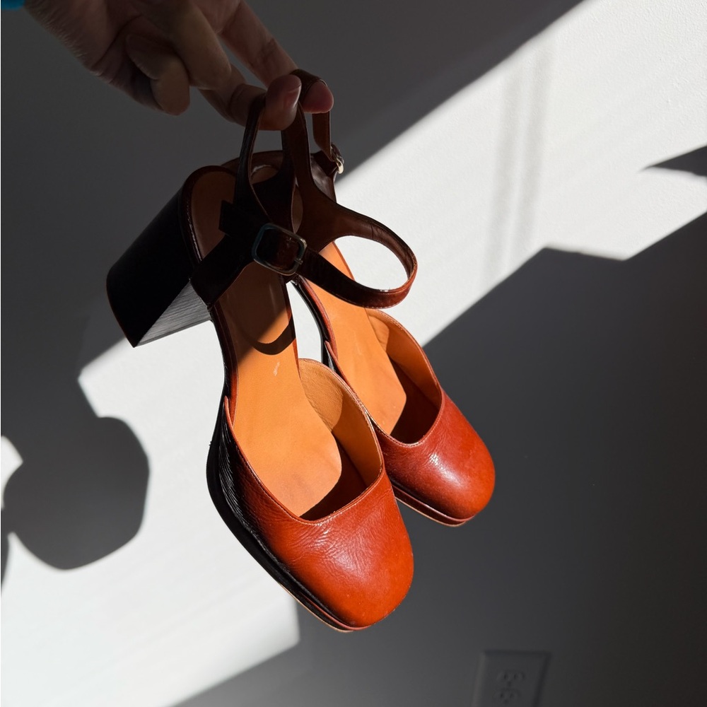 Sezane Brown Leather Heels